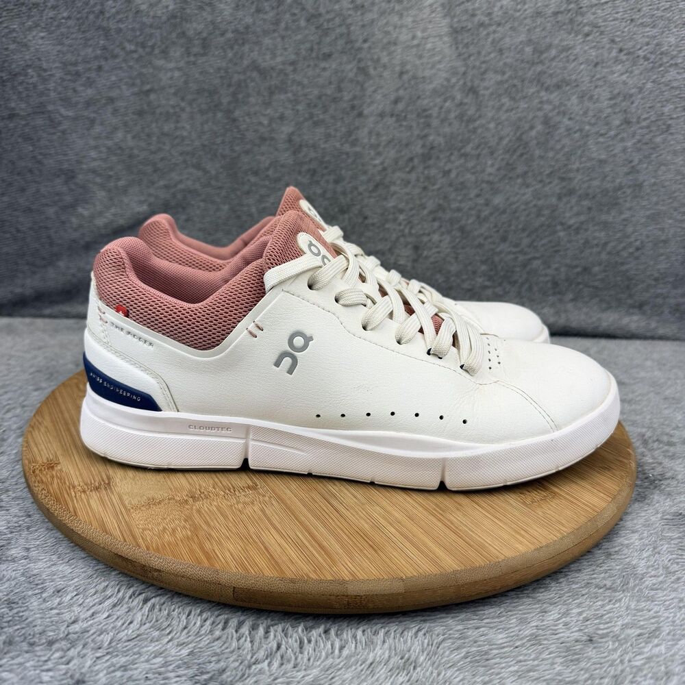 On The Roger Shoes Womens Size 9 White Pink Tennis Sneakers CloudTec 48.99147